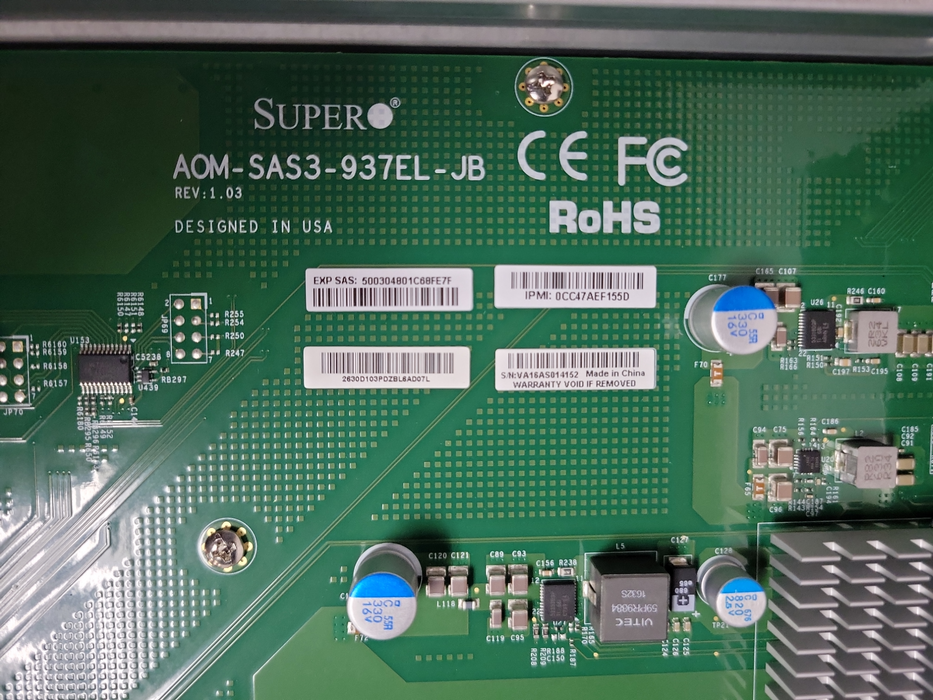 SuperMicro CSE-937 storage array w/ 2x PSU, 2x AOM-SAS3-937EL-JB controllers
