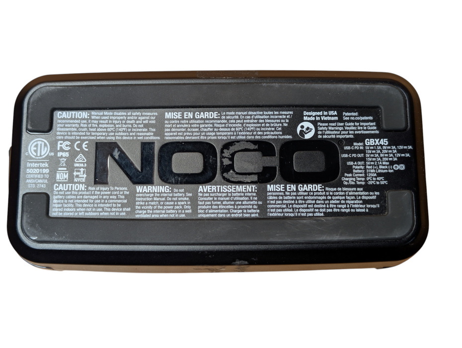 NOCO BOOST X GBX45 1250A Jump Starter Battery Pack READ