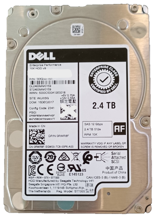 2.4TB SAS 2.5" Dell Enterprise Class Exos 10E2400 10k 12Gb/s 4Kn HDD
