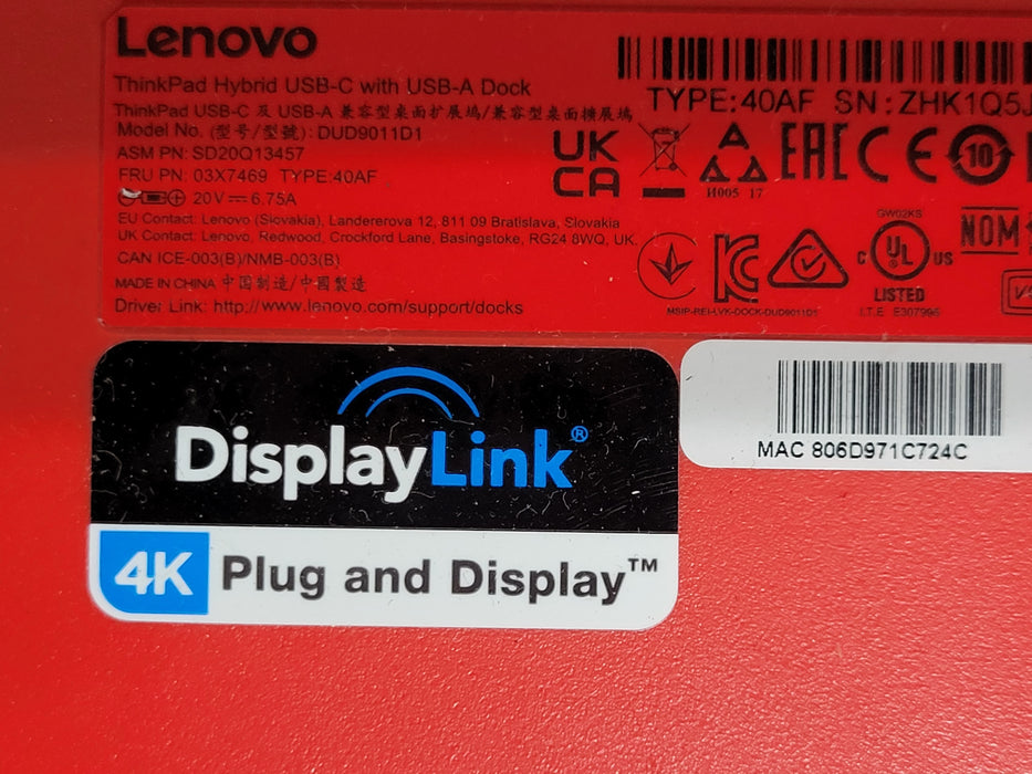 Lot of 4x Lenovo (3x Hybrid USB-C w/ USB-A & 40AF & 1x Thunderbolt 3 Dock 40AC)