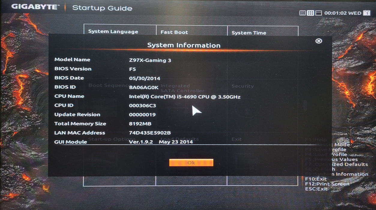 Gigabyte Z97X-Gaming 3 Motherboard w/ Intel i5-4690 8GB DDR3 No HDD/SSD
