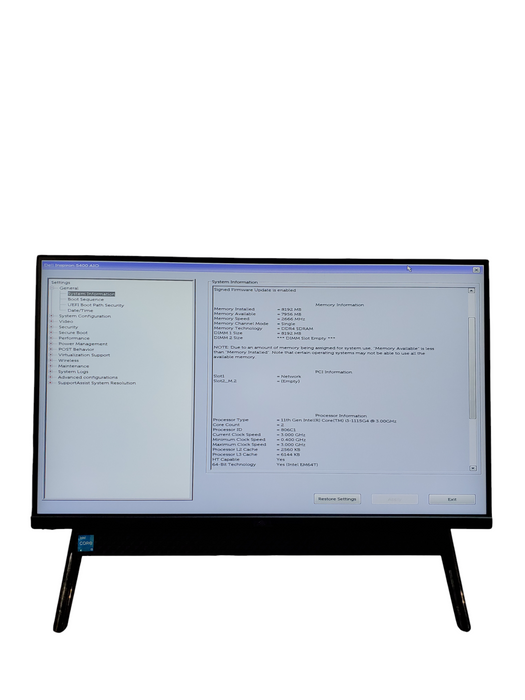 Dell Inspiron 5400 All In One touch  Intel i3-1115G4 8GB RAM NO-HDD/SSD