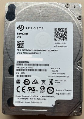 4TB SATA III 2.5" 15mm Seagate Barracuda HDD - ST4000LM024