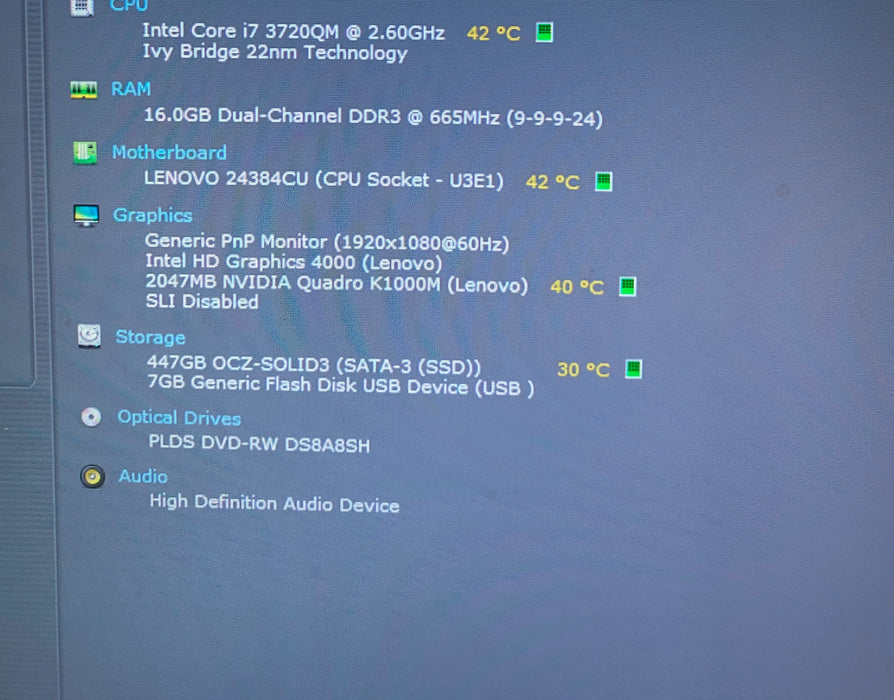 Lenovo ThinkPad W530 i7-3720QM QUADRO K1000 2GB GPU 16GB RAM 480GB SSD
