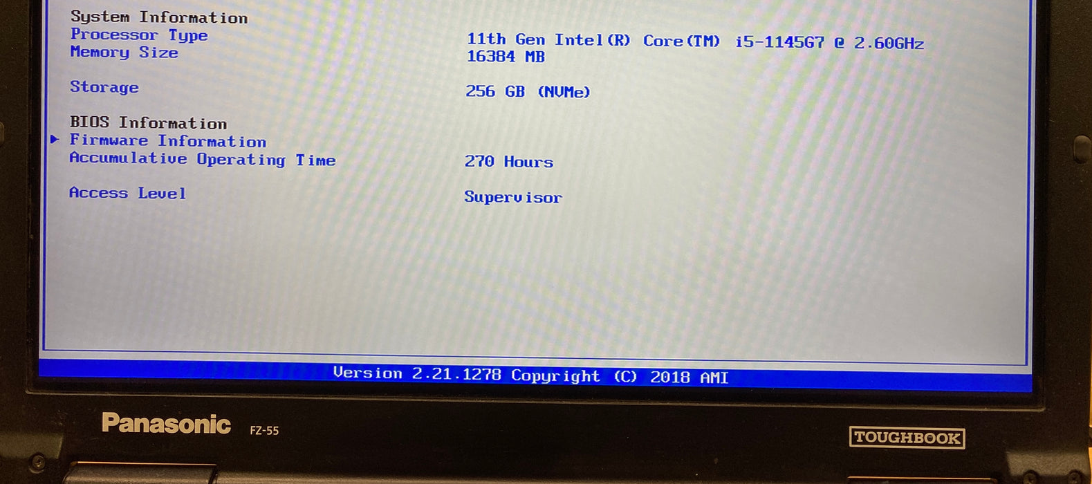 Panasonic ToughBook CF-55 TOUCH i5-1145G7 vPRO 16GB RAM 256GB SSD 270Hrs.