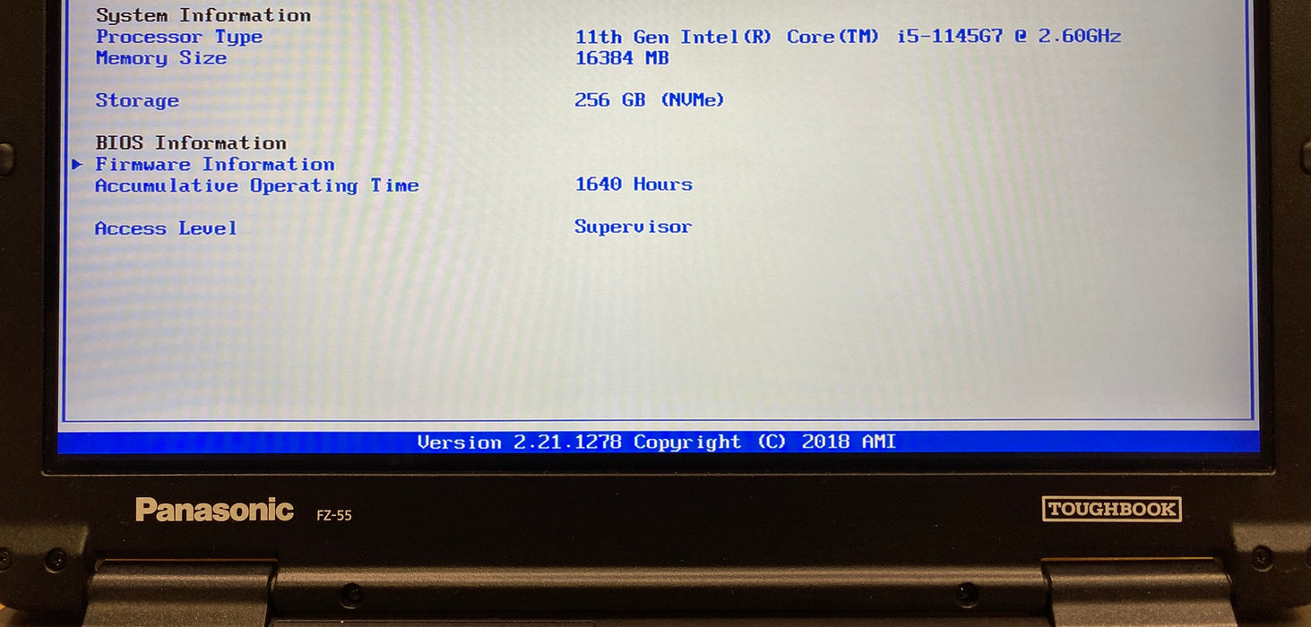 Panasonic ToughBook CF-55 TOUCH i5-1145G7 vPRO 16GB RAM 256GB SSD 1640Hrs.