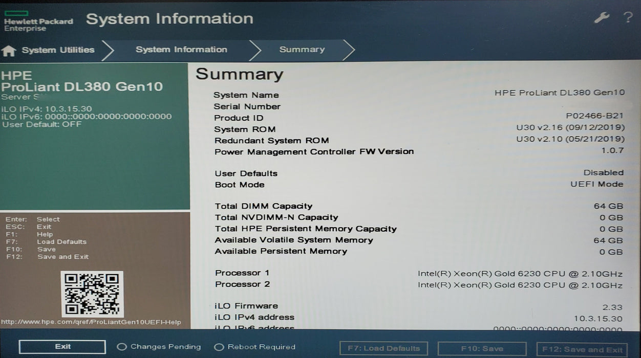 HP ProLiant DL380 Gen10 -2x Xeon Gold 6230, 64GB DDR4, P816i-a SR Gen10 - No HDD