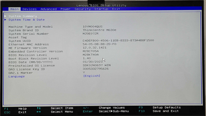 Lenovo ThinkCentre M630e, i5-8265U 4C 1.60 GHz, 8 GB DDR4, 256GB NVMe, WiFi