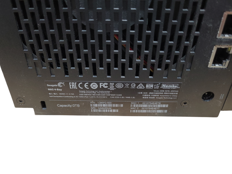 Seagate NAS 4 Bay 0TB SRPD40 Network Storage, No Drives, No AC