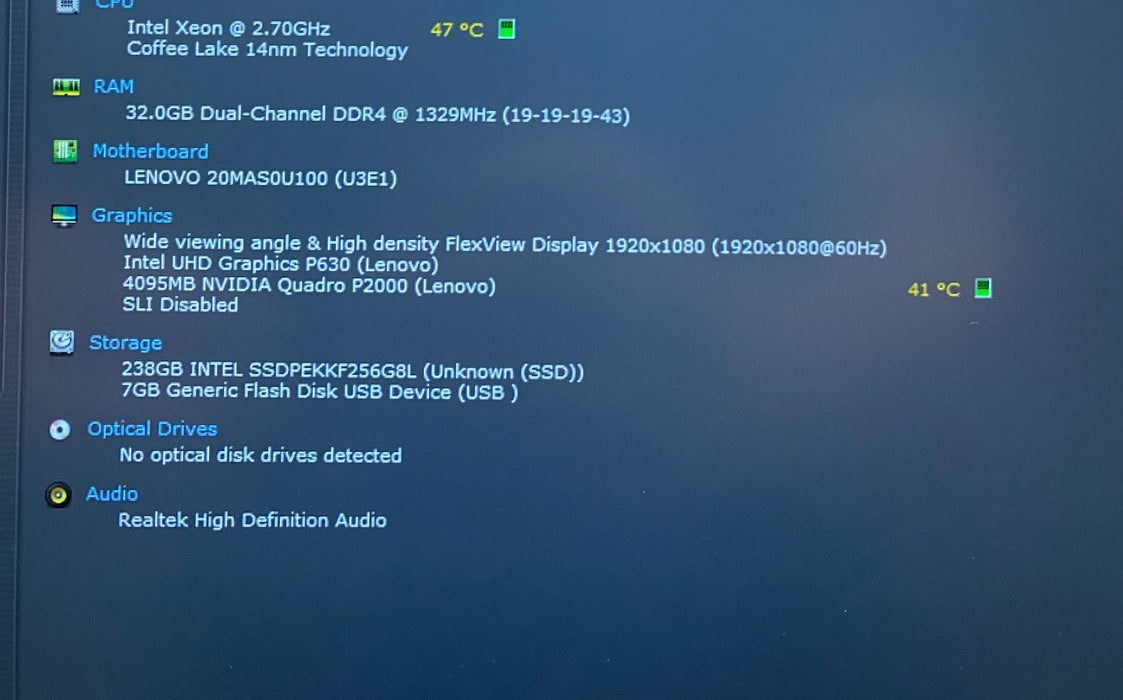 Lenovo ThinkPad P52 XEON E-2176M QUADRO P2000 4GB GPU 32GB RAM 256GB SSD