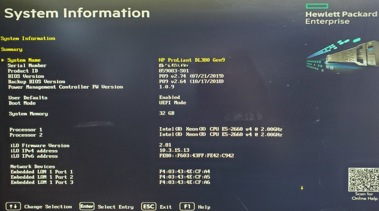 HP ProLiant DL380 Gen9 - 2x Xeon E5-2660 v4, 32GB DDR4, P440ar - No HDD