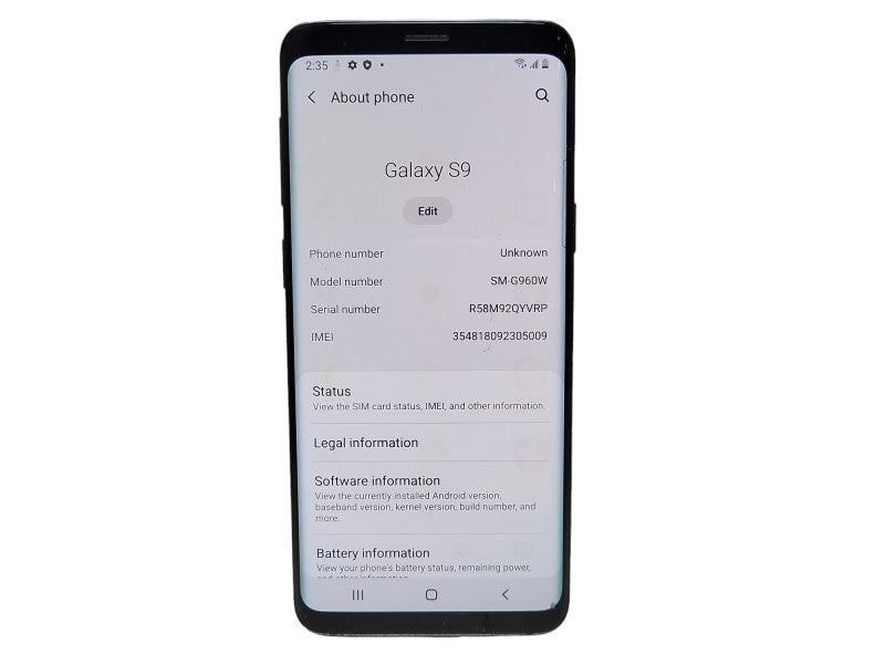 Samsung Galaxy S9 64GB (SM-G960W) READ $