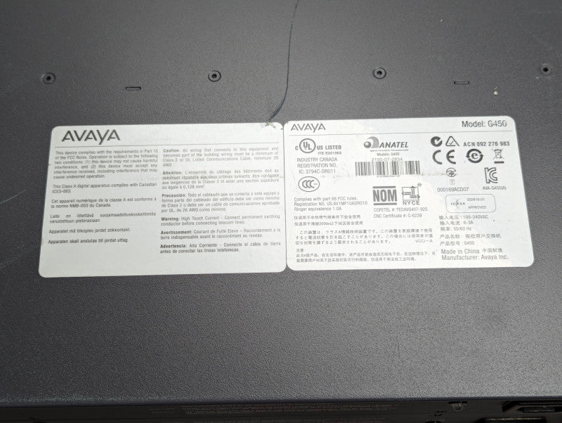 AVAYA G450 with 2x MM710B T1/E1 cards  Q-