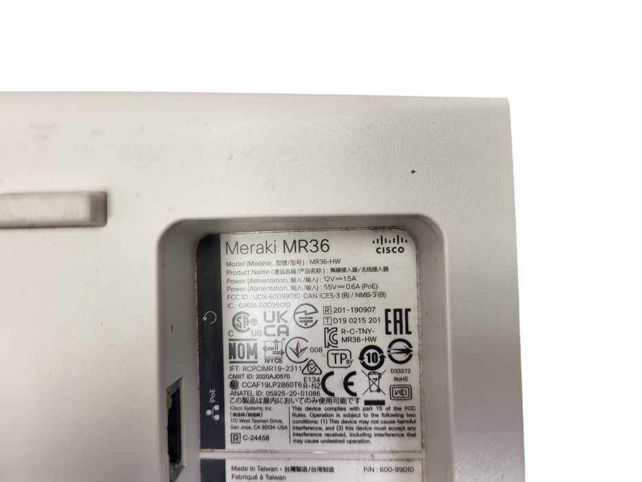 Cisco Meraki MR36-HW | 802.11AX Wi-Fi 6 Cloud Managed Access Point UNCLAIMED