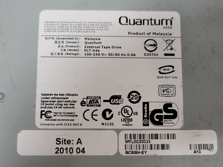 Quantum External tape Drive DLT-V4e, READ