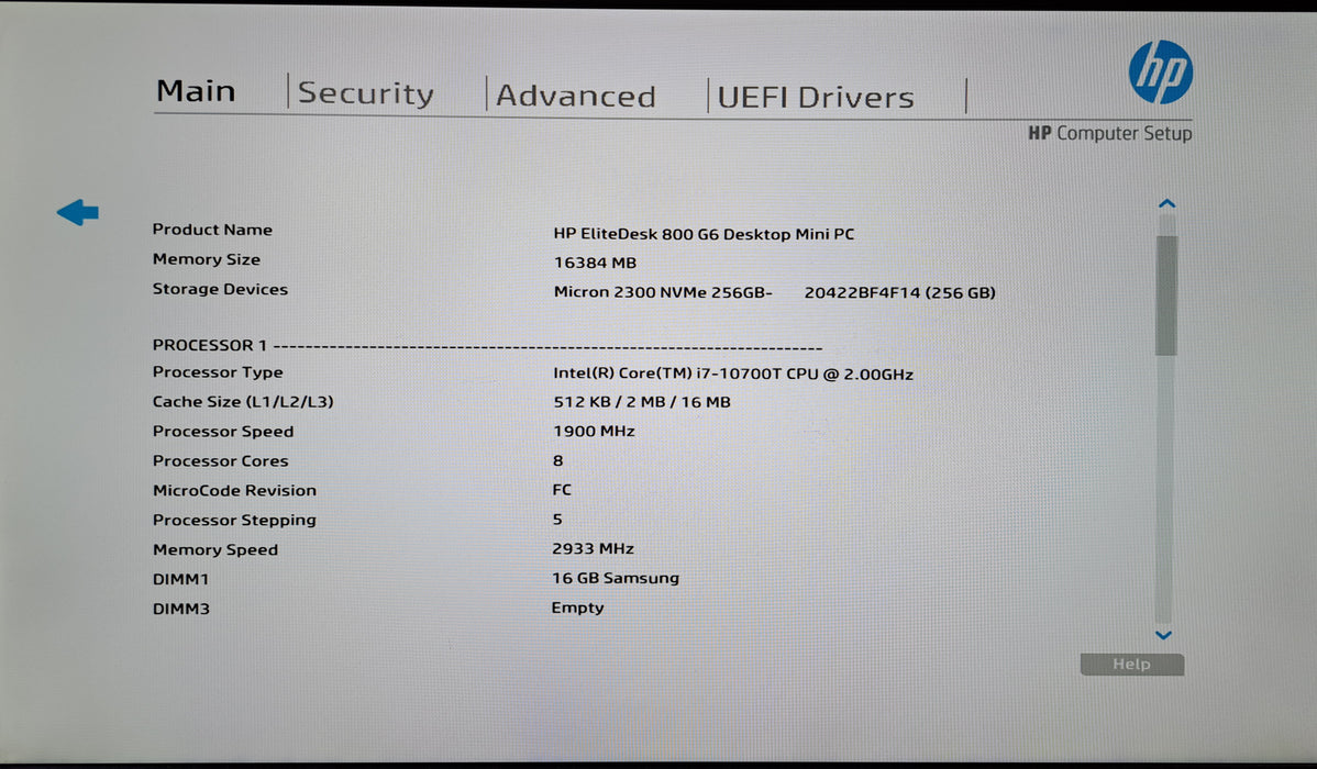 HP EliteDesk 800 G6 Mini PC | Intel Core i7-10700T CPU, 16GB DDR4, 256GB NVMe