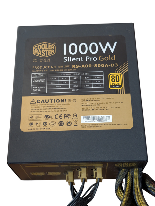 Cooler Master 1000W Silent Pro GOLD RS-A00-80GA-D3 1000W Computer PSU