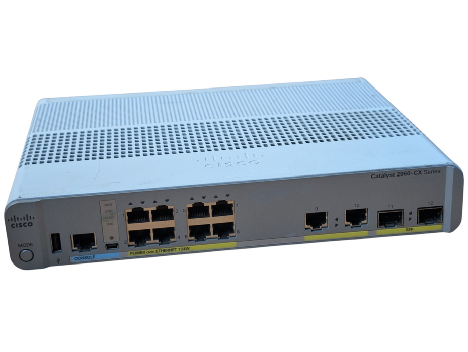 Cisco WS-2960CX-8PC-L 8 Port Smart Gigabit PoE+ Switch with SFP uplink