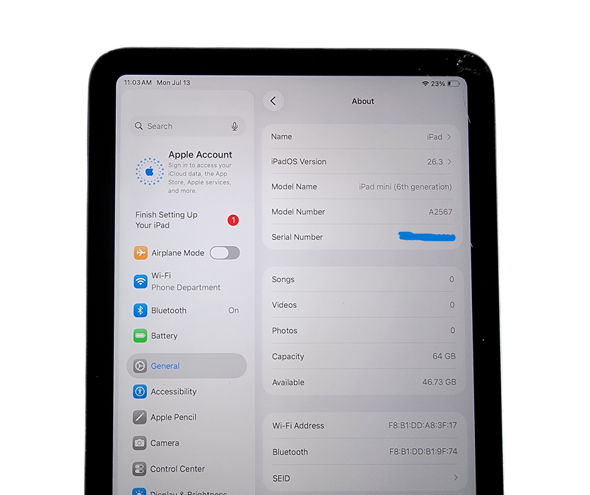 Apple iPad Mini 6th Gen - 64GB - Purple [A2567 | C] - READ