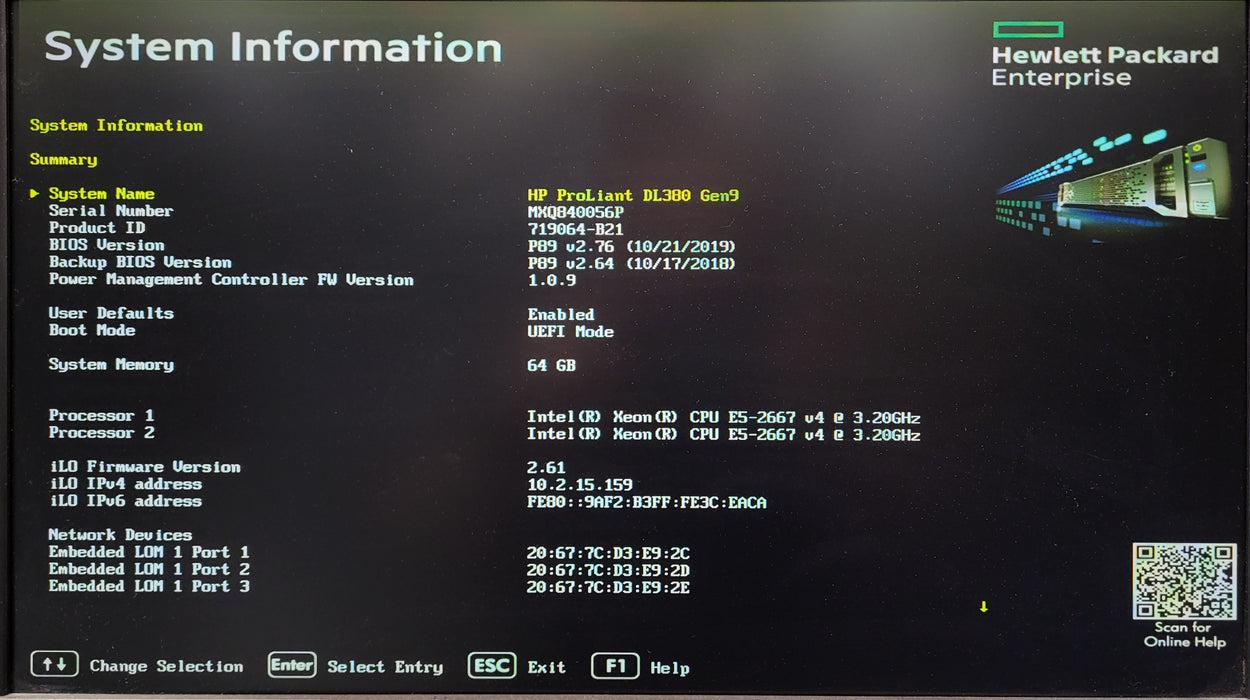 HP ProLiant DL380 Gen9, 8x2.5", 2x Xeon E5-2667v4, 64GB DDR4, No HDD, 2x 800W
