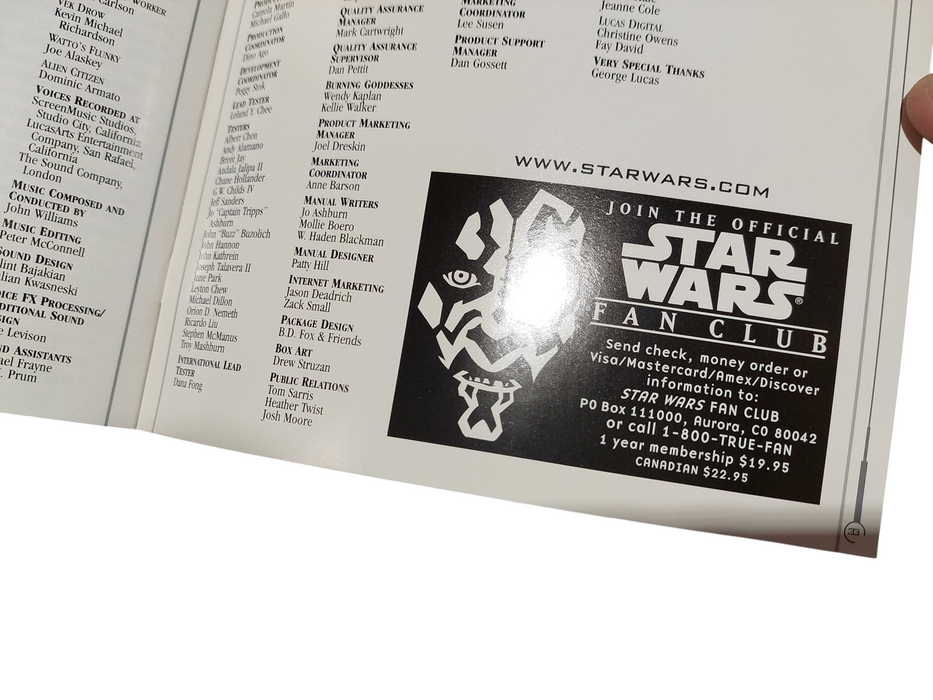 Vintage Star Wars Episode 1 The Phontom Menace PC Game Manual Booklet 1994-1998
