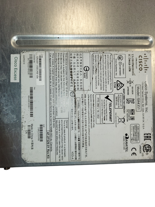 CISCO ISR4351-VSEC/K9 V04 VoiceMail Router