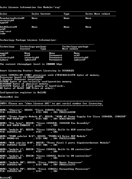 CISCO ISR4351-VSEC/K9 V04 VoiceMail Router