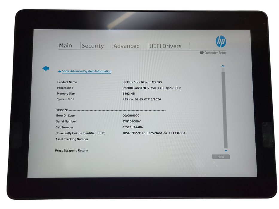 HP Elite Slice G2 with MS SRS w/ Intel i5-7500T 8GB RAM No HDD/SSD/AC *READ*