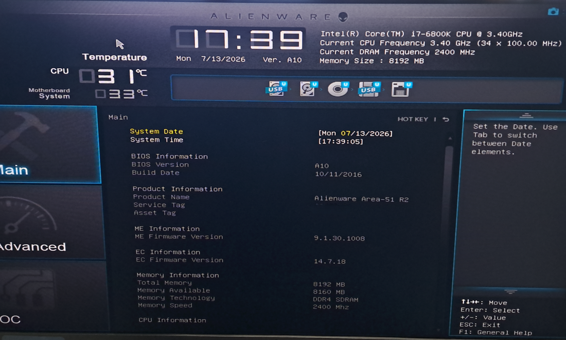 Alienware Area-51 R2 | Intel i7-8600k | GIgabyte GTX 980 4GB | 8GB DDR4 | NO HDD
