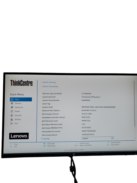 Lenovo ThinkCentre M70q Gen 3 i5-12400T 1.80GHz 16GB NO-HDD/SSD