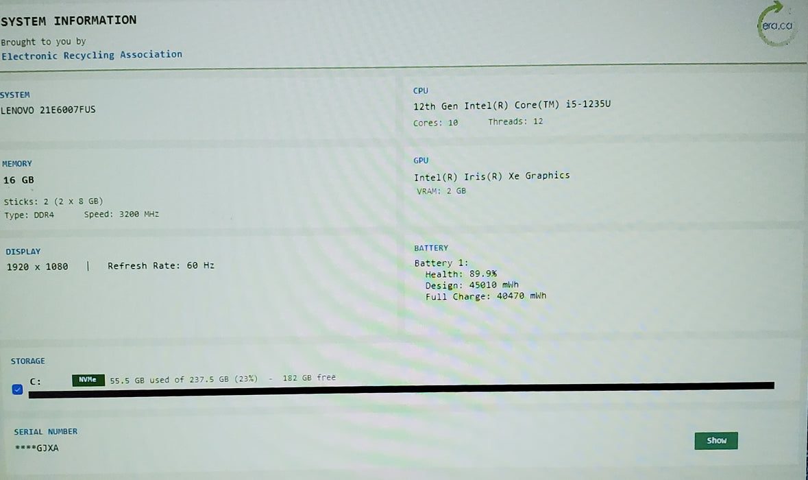Lenovo ThinkPad E15 Gen 4 15.6" i5-1235U 1.3GHz 16GB RAM 256GB SSD
