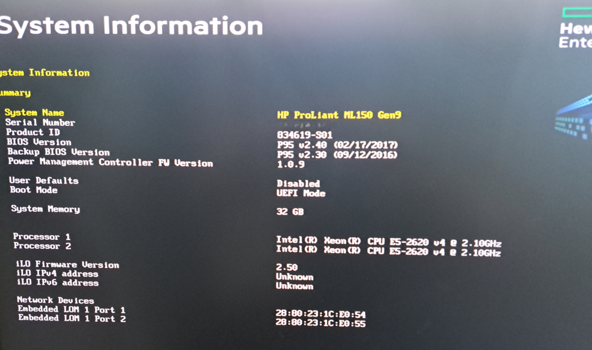 HP ProLiant ML150 Gen9 | 2x E5-2620 V4 | 32GB DDR4 |  B140i | NO HDD/GPU