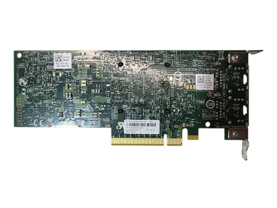 Dell Broadcom 0NC5VD Dual Port 10G RJ-45 Network Adapter Card Low Profile