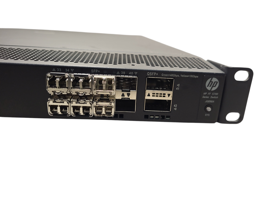 HP FF 5700 JG898A HPE FlexFabric 5700-32XGT-8XG-2QSFP+ Switch w/ 6x 10G SFPs