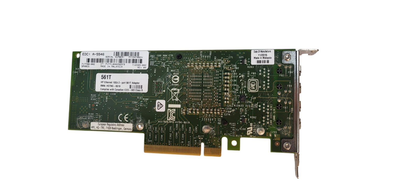 lot of 2x HP Ethernet 10Gb 2-Port 561T Adapter PCIe RJ45 Network Cards 717708