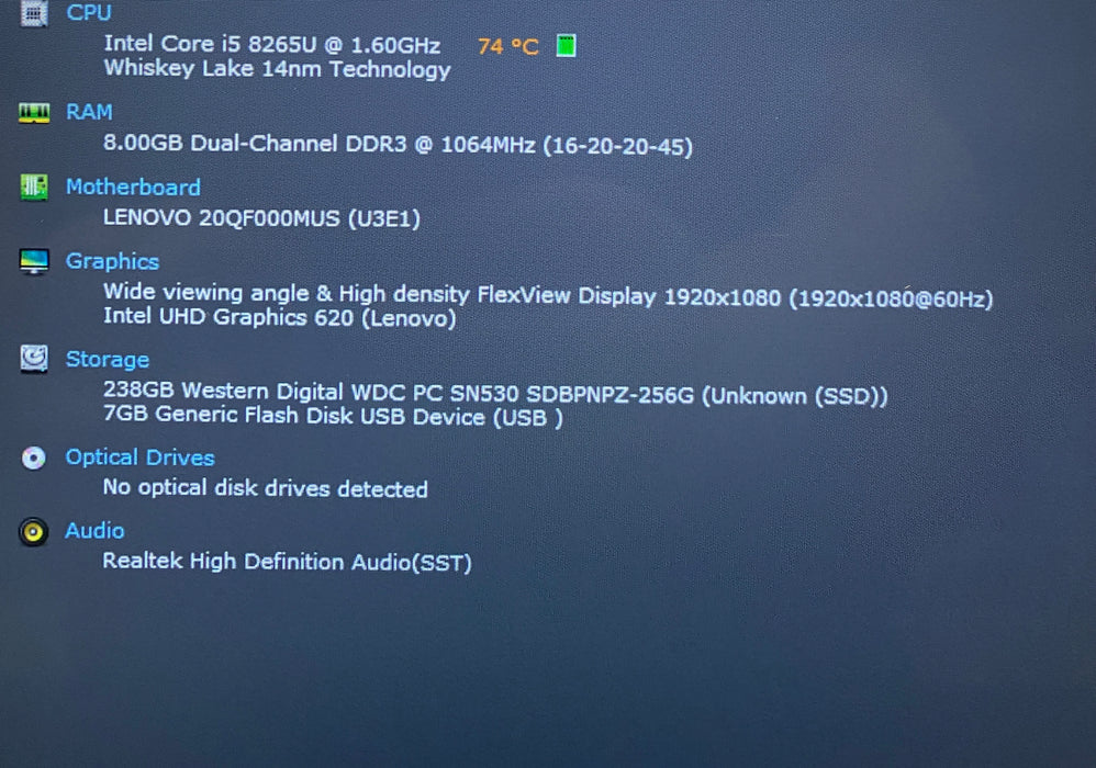 Lenovo ThinkPad X1 Yoga TOUCH i5-8265U 8GB RAM 256GB SSD READ
