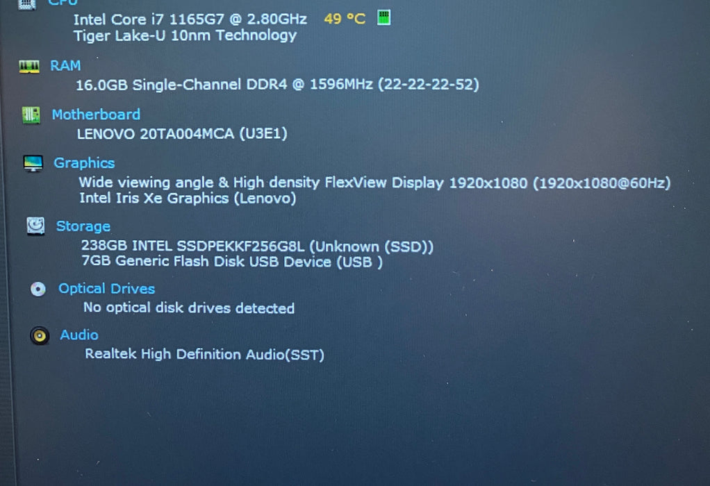 Lenovo ThinkPad E14 Gen 2 TOUCH i7-1165G7 2.8 16GB RAM 256GB SSD French Keyboard