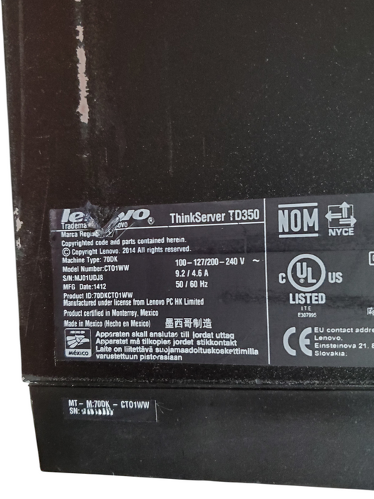 Lenovo ThinkServer TD350 - 2x Xeon E5-2620 v3, 64GB DDR4 - No HDD