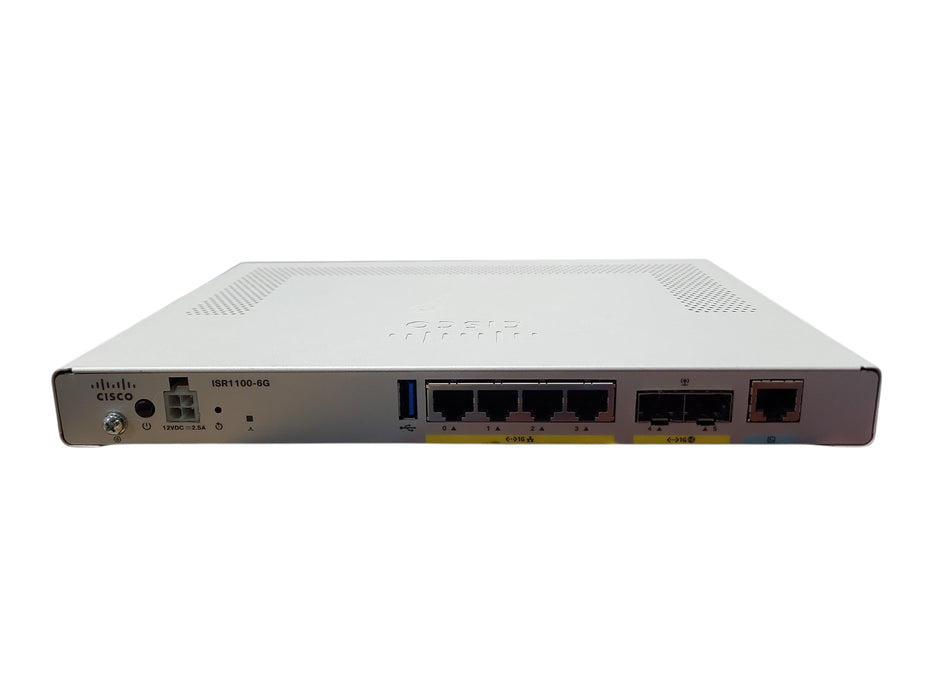 Cisco ISR1100-6G Router 4 GE LAN/WAN Ports, 2 SFP ports, No PSU