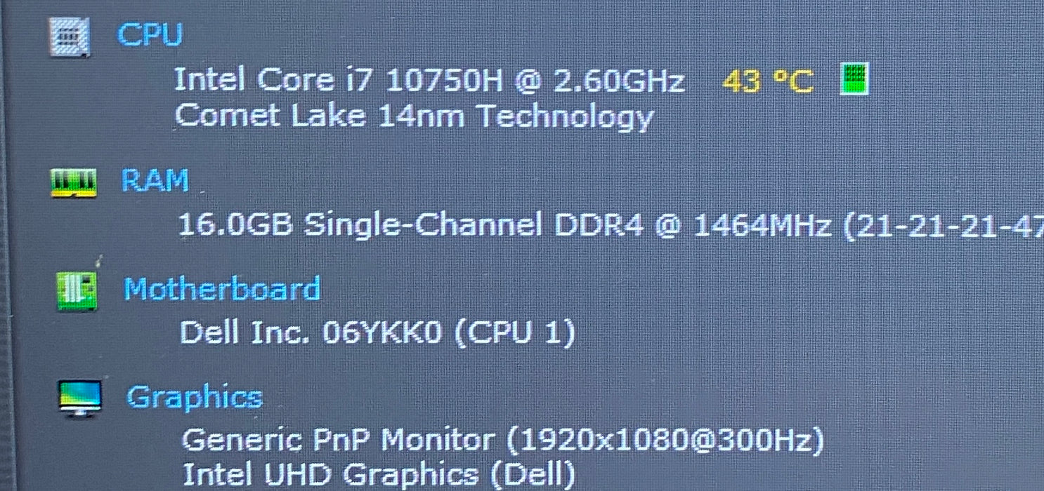 Dell G7 7700 i7-10750H RTX2070 8GB GPU 16GB 256SSD Faulty LCD For Parts/Repair