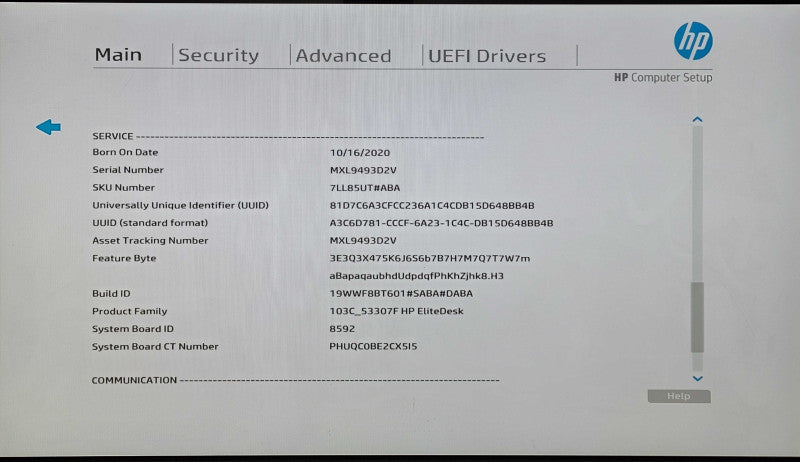 HP EliteDesk 800 G5 SFF, i5 - 9500 CPU 3.00GHz 6C, 8GB DDR4, 256GB NVMe