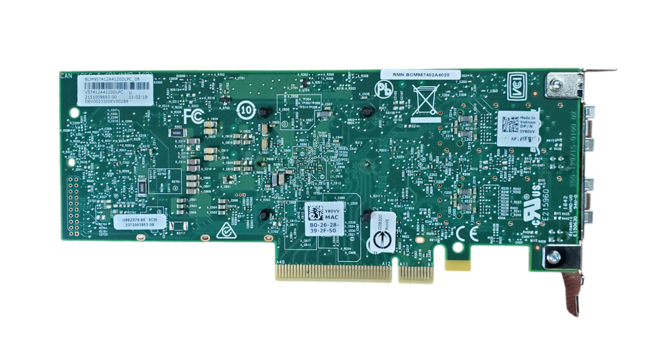 Dell 0YR0VV BCM957412 Dual-Port 10GB Network Card - Low Profile