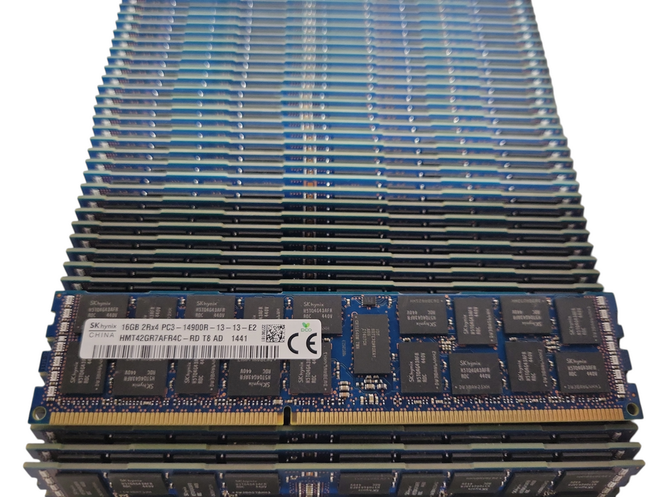 Lot of 60x SKhynix 16GB 2Rx4 PC3-14900R DDR3 Server RAMs