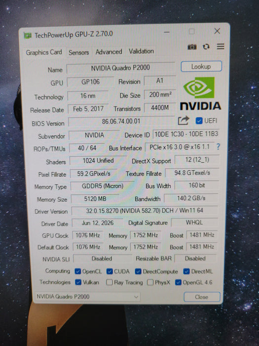 NVIDIA Quadro P2000 5GB GDDR5 Graphics Card | 4x DisplayPort