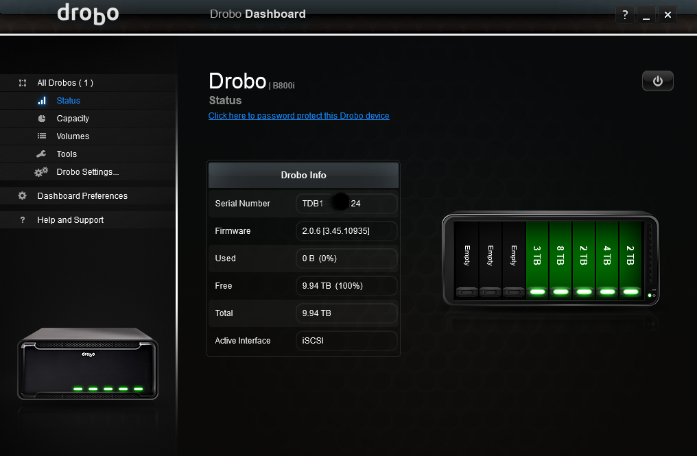 DROBO B800i 8-Bay iSCSI SAN Storage Enclosure | No HDDs