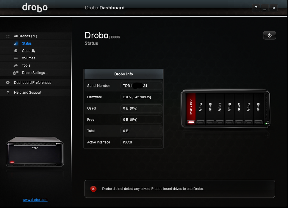DROBO B800i 8-Bay iSCSI SAN Storage Enclosure | No HDDs