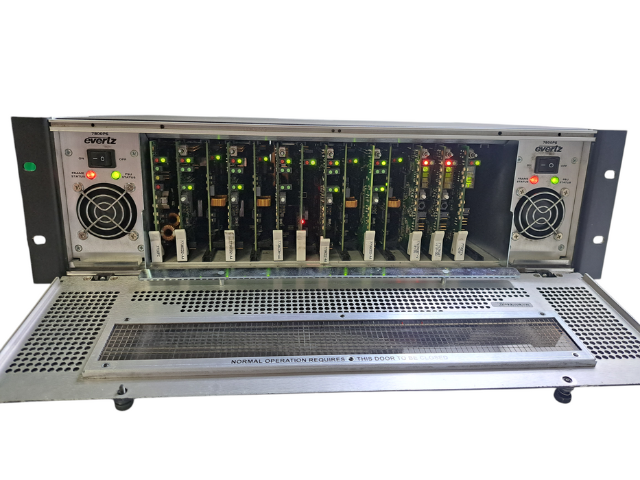 EVERTZ 7800FR MultiFrame Chassis w/ 5x 7736CEM-A4 1x7700FC 2x 7767RGBT 1x 7700FC