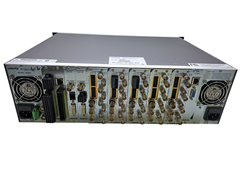 EVERTZ 7800FR MultiFrame Chassis w/ 5x 7736CEM-A4 1x7700FC 2x 7767RGBT 1x 7700FC