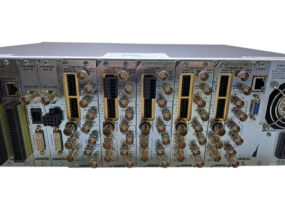 EVERTZ 7800FR MultiFrame Chassis w/ 5x 7736CEM-A4 1x7700FC 2x 7767RGBT 1x 7700FC