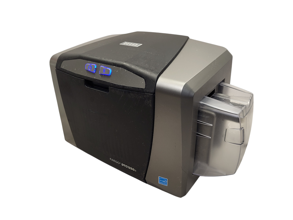 HID Fargo DTC1250e Dual-sided Color ID Card Badge Printer No AC